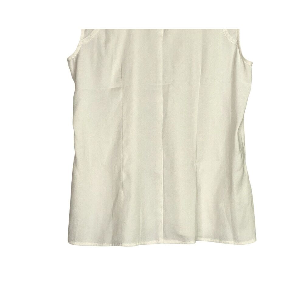 Ann Taylor Collar Button Sleeveless Blouse Slit Hem Back Buttons S Ivory Cream - Picture 6 of 16